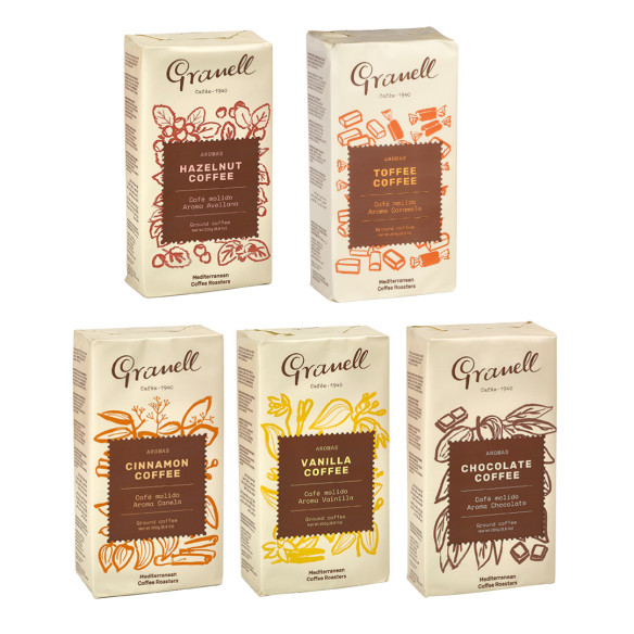 Pack Aromas molido- Avellana, canela, vainilla, chocolate y toffee
