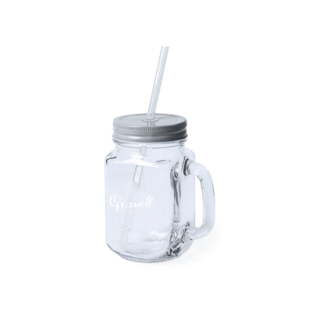 Jar with Lid and Straw