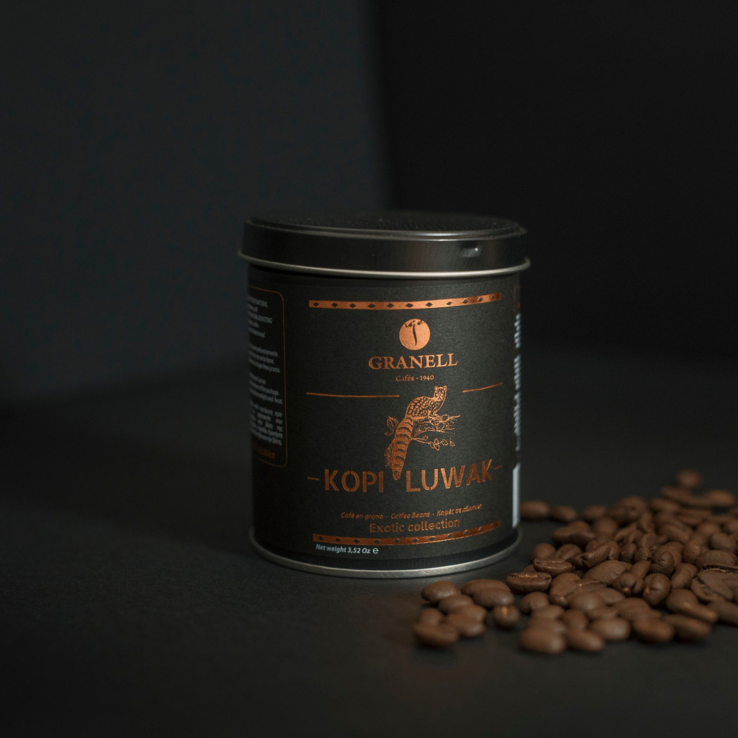 Granell Cafés · 1940 - Coffret Cafe Cadeau en Grains Kopi Luwak | Coffret  Cadeau composé de Café en Grains Naturel + 2 Tasses à Café Granell